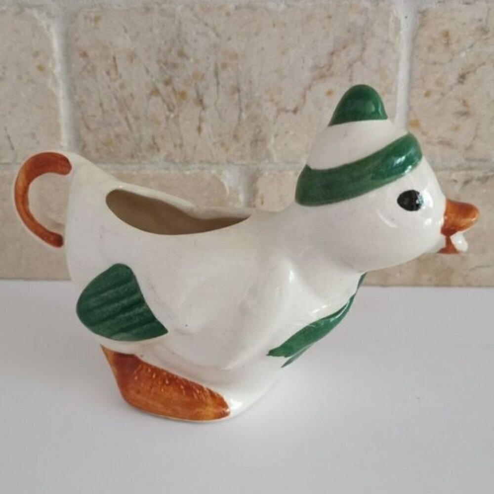 Vintage Duck Creamer Pottery CRAZING Midcentury Winter Cottagecore Birds